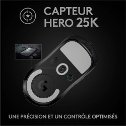 Logitech G PRO X SUPERLIGHT Souris Gaming sans Fil, Capteur Gaming HERO 25K, 25 600 PPP, Ultra-Léger avec 63g, 5 Boutons Program
