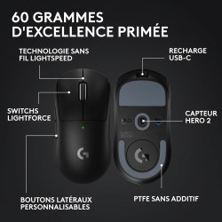 Logitech g pro x superlight 2 wireless gaming mouse, 60 g pro-grade mouse with 5 programmable buttons, 44k dpi sensor, 8 khz rep