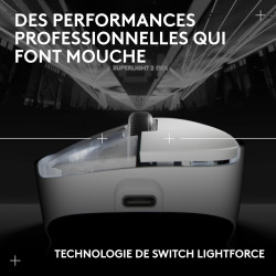 Logitech G PRO X SUPERLIGHT 2 DEX, souris de gaming sans fil, 60g souris Pro-Grade pour droitier, 5 boutons programmables, recha