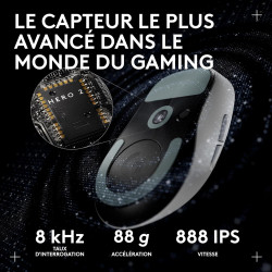 Logitech G Pro X Superlight 2c, Souris de Gaming sans Fil, Souris Pro-Grade compacte 53 g avec 5 Boutons programmables, USB-C, c