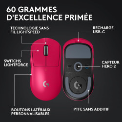 Logitech g pro x superlight 2 wireless gaming mouse, 60 g pro-grade mouse with 5 programmable buttons, 44k dpi sensor, 8 khz rep