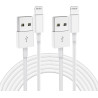 Lot de 2 câbles de charge rapides certifiés MFi de 2 m pour iPhone, câble Lightning vers USB, pour Apple iPhone 14, 13, 12, 11 P