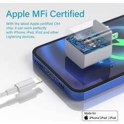 Lot de 3 câbles de charge rapides certifiés MFi de 2 m pour iPhone, Lightning vers USB, pour Apple iPhone 14, 13, 12, 11 Pro Max
