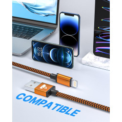 Aioneus Cable iPhone Chargeur iPhone [0.5M+1M+1.5M+2M] Cable Lightning USB MFi Certifié Nylon Tressé Cordon Charge Rapide Fil Ul