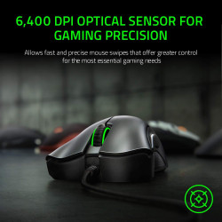 Razer DeathAdder Essential (2021) - Souris Gaming Filaire avec Capteur Optique de 6400 DPI (Design Ergonomique, 5 Boutons Progra