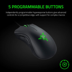 Razer DeathAdder Essential (2021) - Souris Gaming Filaire avec Capteur Optique de 6400 DPI (Design Ergonomique, 5 Boutons Progra