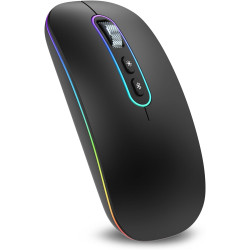 Cimetech souris sans fil rechargeable, souris bleutooth 5.1 usb 2.4ghz, 1000-1200-1600 dpi réglable, compatible avec macbook/tab