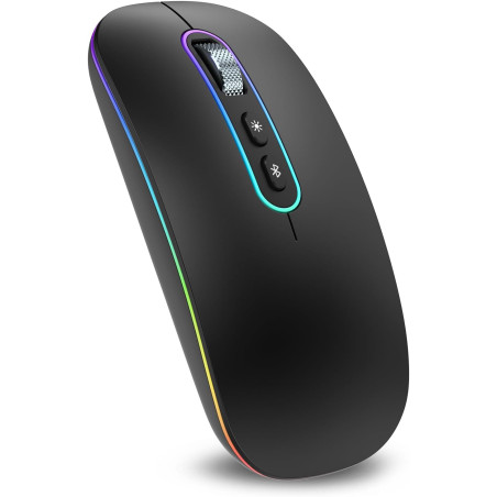 Cimetech souris sans fil rechargeable, souris bleutooth 5.1 usb 2.4ghz, 1000-1200-1600 dpi réglable, compatible avec macbook/tab