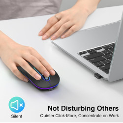 Cimetech souris sans fil rechargeable, souris bleutooth 5.1 usb 2.4ghz, 1000-1200-1600 dpi réglable, compatible avec macbook/tab
