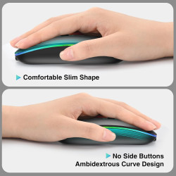Cimetech souris sans fil rechargeable, souris bleutooth 5.1 usb 2.4ghz, 1000-1200-1600 dpi réglable, compatible avec macbook/tab