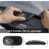 Cimetech souris sans fil rechargeable, souris bleutooth 5.1 usb 2.4ghz, 1000-1200-1600 dpi réglable, compatible avec macbook/tab