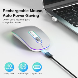 Cimetech souris bleutooth rechargeable, souris sans fil, souris silencieux de double modes (bleutooth 5.1 + usb 2.4g) 3 dpi pour