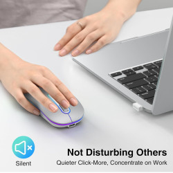 Cimetech souris bleutooth rechargeable, souris sans fil, souris silencieux de double modes (bleutooth 5.1 + usb 2.4g) 3 dpi pour