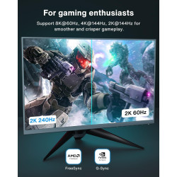IVANKY Câble DisplayPort 1.4, 8K@60Hz, 4K@ 144Hz, 4K@75Hz y 1080@240Hz, Câble DisplayPort 1.4 Compatible avec HDR, FreeSync, G-S