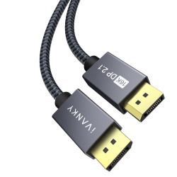 IVANKY Câble DisplayPort 16K 2.1/2.0 3M, 4K@240Hz/165Hz/144Hz, 16K@60Hz, 8K@120Hz, 2K@240Hz, Câble DP 2.0 Compatible avec HDR10,