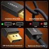 IVANKY 80Gbps Câble DisplayPort 2.1, Supporte 16K@60Hz, 8K@240Hz, 4K@480Hz, 16K DisplayPort Compatible avec FreeSync et G-Sync, 