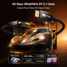 IVANKY 80Gbps Câble DisplayPort 2.1, Supporte 16K@60Hz, 8K@240Hz, 4K@480Hz, 16K DisplayPort Compatible avec FreeSync et G-Sync, 