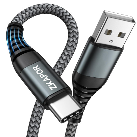 ZKAPOR Extra Long Câble USB C 5M, Cable USB C Charge Rapide 3A Nylon Tressé Chargeur Cable Type C pour iPhone 16/16 Pro Max/15, 
