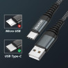 ZKAPOR Extra Long Câble USB C 5M, Cable USB C Charge Rapide 3A Nylon Tressé Chargeur Cable Type C pour iPhone 16/16 Pro Max/15, 