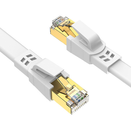 Ercielook Cat 8 Câble Ethernet 0,5m– Câble Réseau 40Gbps 2000MHz Plat STP RJ45 LAN Câble Compatible avec Routeur Modem Switch