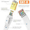 Ercielook Cat 8 Câble Ethernet 0,5m– Câble Réseau 40Gbps 2000MHz Plat STP RJ45 LAN Câble Compatible avec Routeur Modem Switch