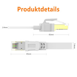 Ercielook Cat 8 Câble Ethernet 0,5m– Câble Réseau 40Gbps 2000MHz Plat STP RJ45 LAN Câble Compatible avec Routeur Modem Switch