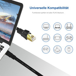 Ercielook Cat 8 Câble Ethernet 3m – Câble Réseau 40Gbps 2000MHz Plat STP RJ45 LAN Câble Compatible avec Routeur Modem Switch - N