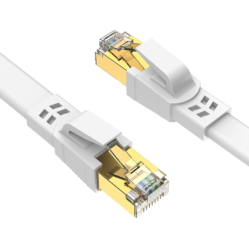 Ercielook Câble LAN CAT8 de 3 m, Câble réseau haute vitesse pour l'extérieur et l'intérieur, Rallonge de câble LAN 40 Gbit/s pou