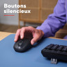 Trust yuki souris sans fil silencieuse bleutooth + 2.4ghz avec pile pour gauchers et droitiers, 75% plastique recyclé, souris bl