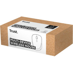 Trust yuki souris sans fil silencieuse bleutooth + 2.4ghz avec pile pour gauchers et droitiers, 75% plastique recyclé, souris bl