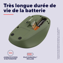 Trust Yvi+ Souris sans Fil Silencieuse avec Conception Durable, 800-1600 DPI, pour Gauchers et Droitiers, Récepteur USB Stockabl