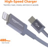 Amazon Basics Câble USB-C vers Lightning en nylon tressé, chargeur certifié MFi pour iPhone 13/12/11/X/XS/XR/8, 1.8 m, gris fonc