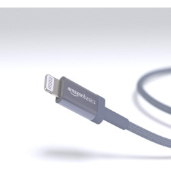 Amazon Basics Câble USB-C vers Lightning en nylon tressé, chargeur certifié MFi pour iPhone 13/12/11/X/XS/XR/8, 0.9 m, gris fonc