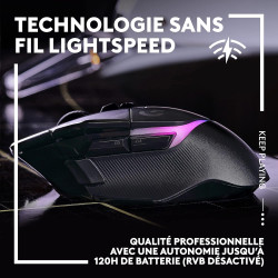 Logitech G G502 X PLUS LIGHTSPEED Souris Gaming RVB Sans Fil - Souris optique boutons hybrides LIGHTFORCE, LIGHTSYNC RVB, Capteu