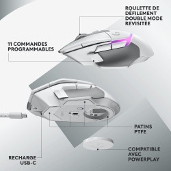 Logitech G G502 X PLUS LIGHTSPEED Souris Gaming RVB Sans Fil - Souris optique boutons hybrides LIGHTFORCE, LIGHTSYNC RVB, Capteu