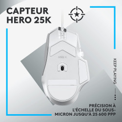 Logitech G502 X Souris Gaming Filaire - LIGHTFORCE boutons primaires hybrides optique-mécanique, capteur gaming HERO 25K, compat