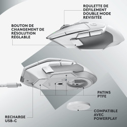 Logitech G502 X LIGHTSPEED Souris Gaming Sans Fil - Souris optique avec boutons optiques-mécaniques hybrides LIGHTFORCE, Capteur