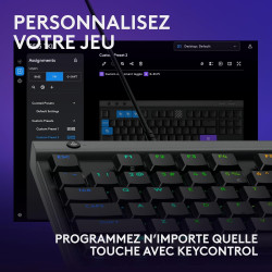 Logitech g g515 tkl corded gaming keyboard (french layout) - noir