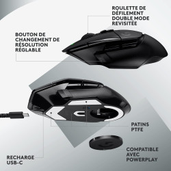 Logitech G G502 X LIGHTSPEED Souris Gaming Sans Fil avec boutons optiques-mécaniques hybrides LIGHTFORCE, Logitech G G515 LIGHTS