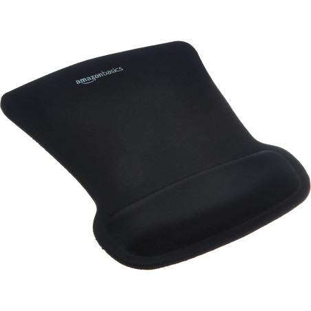 Amazon Basics Tapis de Souris irrégulier avec Repose-Poignet en Gel, 20 x 25 cm, Noir