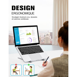 Babacom Support Ordinateur Portable, Support PC Portable à 5 Niveaux Réglables, Refroidisseur en Aluminium Ventilé Compatible av