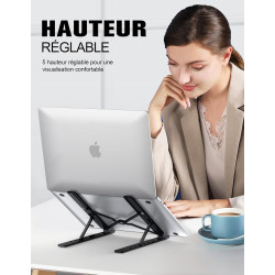 Babacom Support Ordinateur Portable, Support PC Portable à 5 Niveaux Réglables, Refroidisseur en Aluminium Ventilé Compatible av