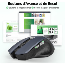 acer Souris sans Fil, Souris Ordinateur Ergonomique 2,4GHz avec Mini Récepteur USB, Wirless Mouse Optique USB,1600 DPI réglable,