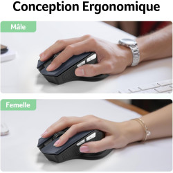 acer Souris sans Fil, Souris Ordinateur Ergonomique 2,4GHz avec Mini Récepteur USB, Wirless Mouse Optique USB,1600 DPI réglable,