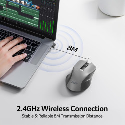 acer Souris Ergonomique sans Fil, Souris Ordinateur 2,4GHz avec Mini Récepteur USB, Wirless Mouse Optique USB,1600 DPI réglable,