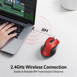 acer Souris Ergonomique sans Fil, Souris Ordinateur 2,4GHz avec Mini Récepteur USB, Wirless Mouse Optique USB,1600 DPI réglable,