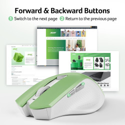 acer Souris Ergonomique sans Fil, Souris Ordinateur 2,4GHz avec Mini Récepteur USB, Wirless Mouse Optique USB,1600 DPI réglable,