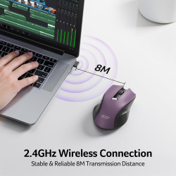 acer Souris Ergonomique sans Fil, Souris Ordinateur 2,4GHz avec Mini Récepteur USB, Wirless Mouse Optique USB,1600 DPI réglable,