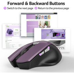 acer Souris Ergonomique sans Fil, Souris Ordinateur 2,4GHz avec Mini Récepteur USB, Wirless Mouse Optique USB,1600 DPI réglable,