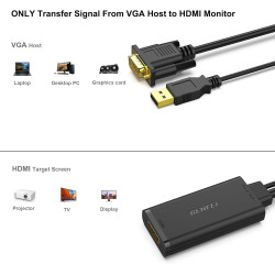BENFEI Adaptateur VGA vers HDMI, convertisseur 1080p avec Audio de Source VGA d'ordinateur/Ordinateur Portable vers HDMI TV/Moni